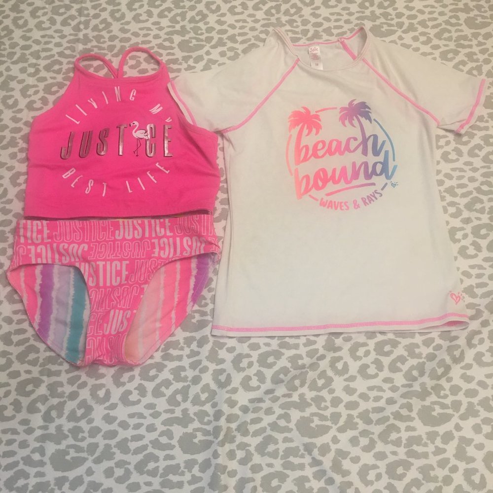 Justice, Girls, 3 Piece Swim Wear, Reversible